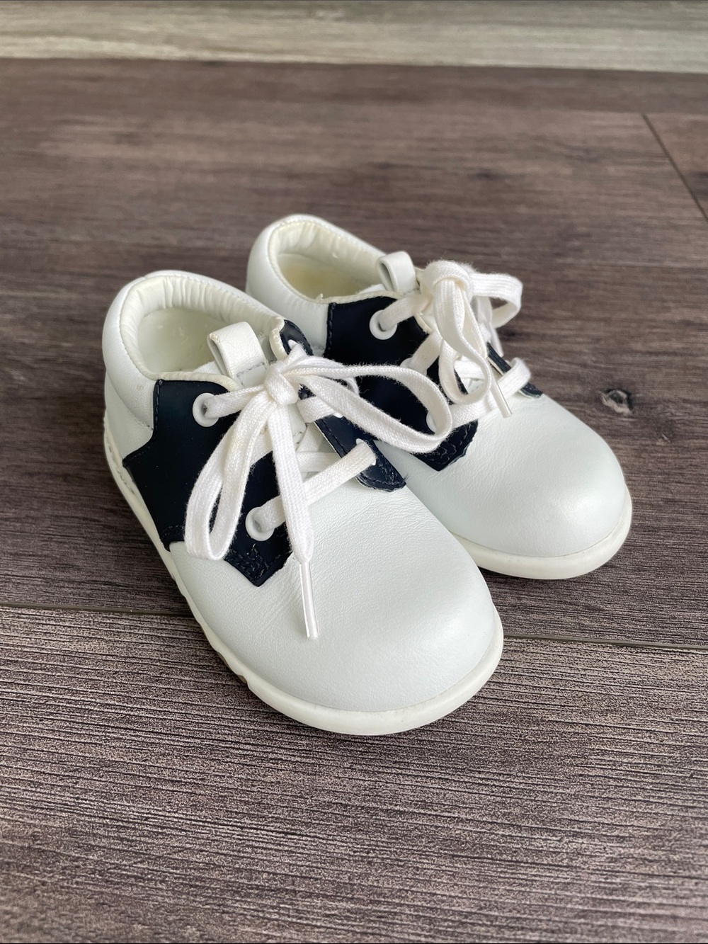 Stride Rite White and Black Lace-Up Toddler Sneakers